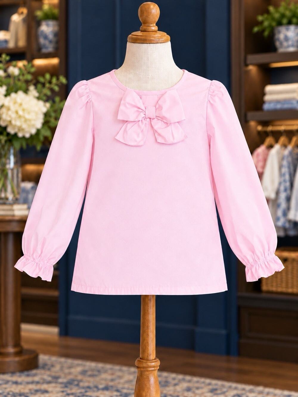 The Beaufort Bonnet Company Beatrice Bow Blouse Pink Toddler Girl's Sz 6